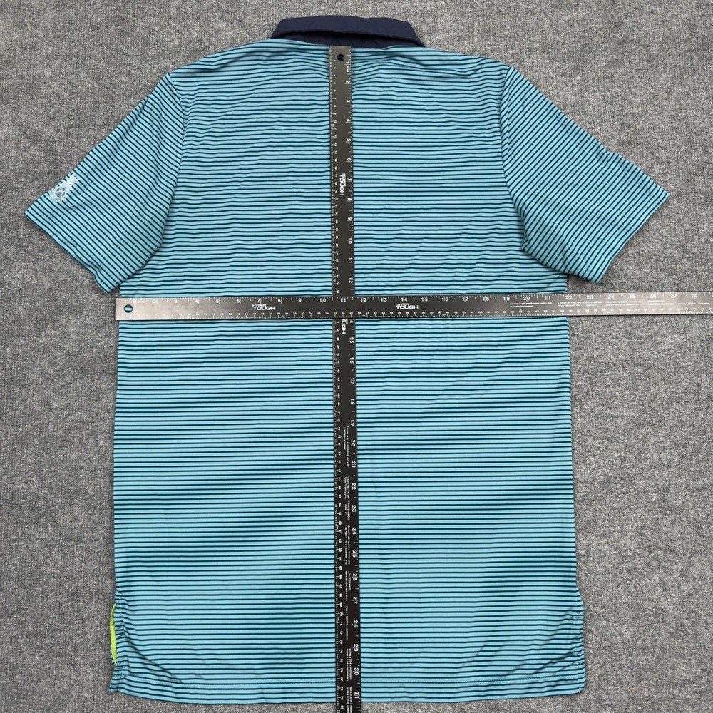 Ralph Lauren RLX Mens Polo Shirt Mens Medium Blue Striped Golf Carpe Diem - Picture 7 of 11